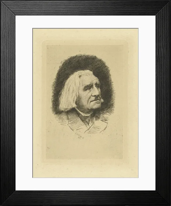 Framed Print : Portrait of the Composer Franz Liszt (1811-1886), 1886. Artist: Dake, Carel Lodewijk (1857-1918) Framed Print : Portrait of the Composer Franz Liszt (1811-1886), 1886. Artist: Dake, Carel Lodewijk (1857-1918)
