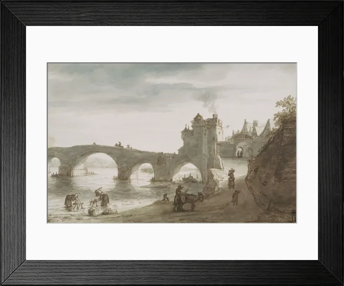 Framed Print : Bridge Across the Loire at Amboise, 1640s. Artist: Doomer, Lambert Harmensz (1624-1700) Framed Print : Bridge Across the Loire at Amboise, 1640s. Artist: Doomer, Lambert Harmensz (1624-1700)
