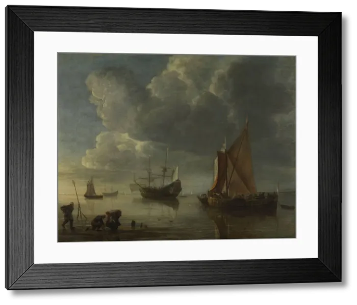 Framed Print : A calm sea, 1655-1657. Artist: Dubbels, Hendrick Jacobsz. (1621-1707) Framed Print : A calm sea, 1655-1657. Artist: Dubbels, Hendrick Jacobsz. (1621-1707)