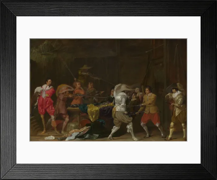 Framed Print : Soldiers fighting over Booty in a Barn, c. 1623. Artist: Duyster, Willem Cornelisz (1599-1635) Framed Print : Soldiers fighting over Booty in a Barn, c. 1623. Artist: Duyster, Willem Cornelisz (1599-1635)