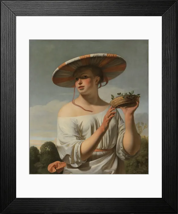 Framed Print : Girl with a Large Hat, 1645-1648. Artist: Everdingen, Caesar Boetius van (1616-1678) Framed Print : Girl with a Large Hat, 1645-1648. Artist: Everdingen, Caesar Boetius van (1616-1678)