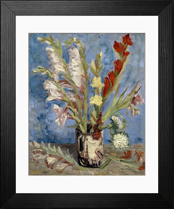 Framed Print : Vase with gladioli and China asters, 1886. Artist: Gogh, Vincent, van (1853-1890) Framed Print : Vase with gladioli and China asters, 1886. Artist: Gogh, Vincent, van (1853-1890)