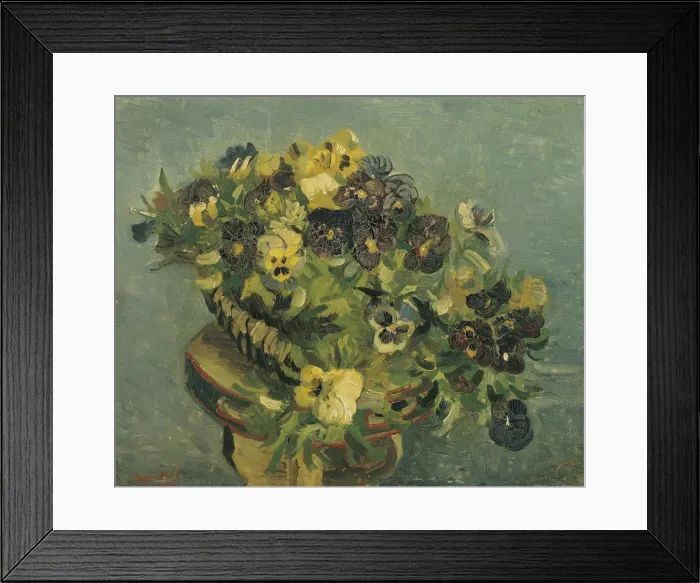 Framed Print : Basket of pansies on a small table, 1887. Artist: Gogh, Vincent, van (1853-1890) Framed Print : Basket of pansies on a small table, 1887. Artist: Gogh, Vincent, van (1853-1890)