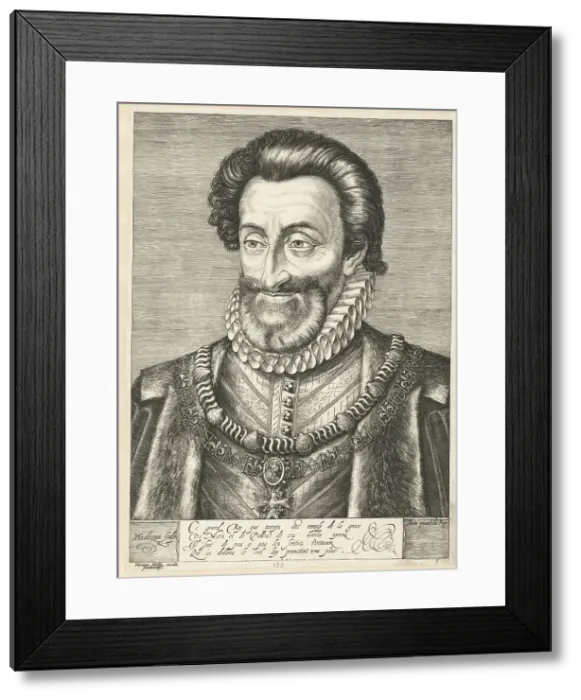 Framed Print : Portrait of King Henry IV of France, ca. 1600. Artist: Goltzius, Hendrick (1558-1617) Framed Print : Portrait of King Henry IV of France, ca. 1600. Artist: Goltzius, Hendrick (1558-1617)