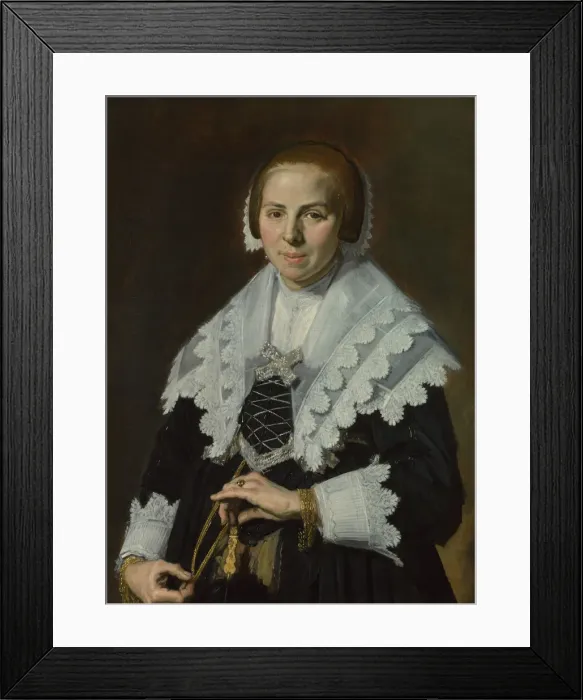 Framed Print : Portrait of a Woman with a Fan, c. 1640. Artist: Hals, Frans I (1581-1666) Framed Print : Portrait of a Woman with a Fan, c. 1640. Artist: Hals, Frans I (1581-1666)
