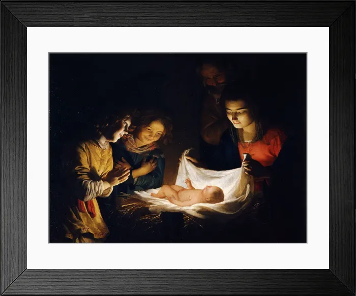 Framed Print : The Adoration of the Christ Child, c. 1620. Artist: Honthorst, Gerrit, van (1590-1656) Framed Print : The Adoration of the Christ Child, c. 1620. Artist: Honthorst, Gerrit, van (1590-1656)