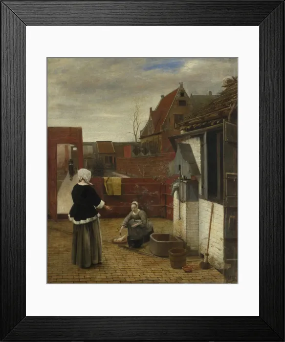 Framed Print : A Woman and her Maid in a Courtyard, ca 1661. Artist: Hooch, Pieter, de (1629-1684) Framed Print : A Woman and her Maid in a Courtyard, ca 1661. Artist: Hooch, Pieter, de (1629-1684)