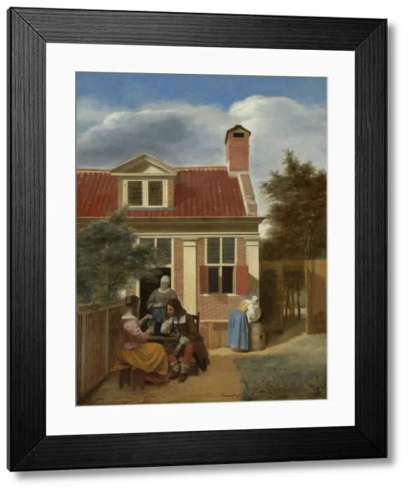 Framed Print : A company in the courtyard behind a house, 1663-1665. Artist: Hooch, Pieter, de (1629-1684) Framed Print : A company in the courtyard behind a house, 1663-1665. Artist: Hooch, Pieter, de (1629-1684)