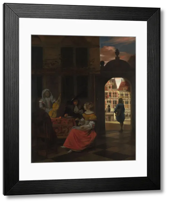 Framed Print : A Musical Party in a Courtyard, 1677. Artist: Hooch, Pieter, de (1629-1684) Framed Print : A Musical Party in a Courtyard, 1677. Artist: Hooch, Pieter, de (1629-1684)