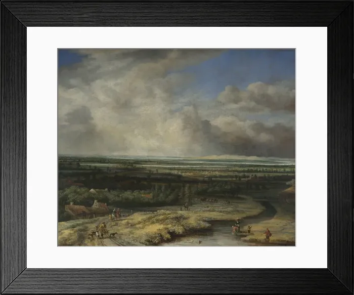 Framed Print : An Extensive Landscape with a Hawking Party, c. 1670. Artist: Koninck, Philips de (1619-1688) Framed Print : An Extensive Landscape with a Hawking Party, c. 1670. Artist: Koninck, Philips de (1619-1688)