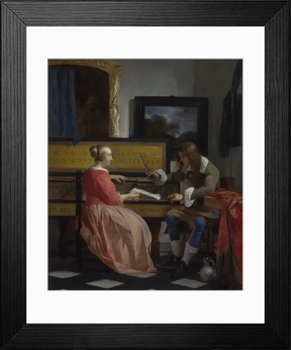 Framed Print : A Man and a Woman seated by a Virginal, ca 1665. Artist: Metsu, Gabriel (1629-1667) Framed Print : A Man and a Woman seated by a Virginal, ca 1665. Artist: Metsu, Gabriel (1629-1667)