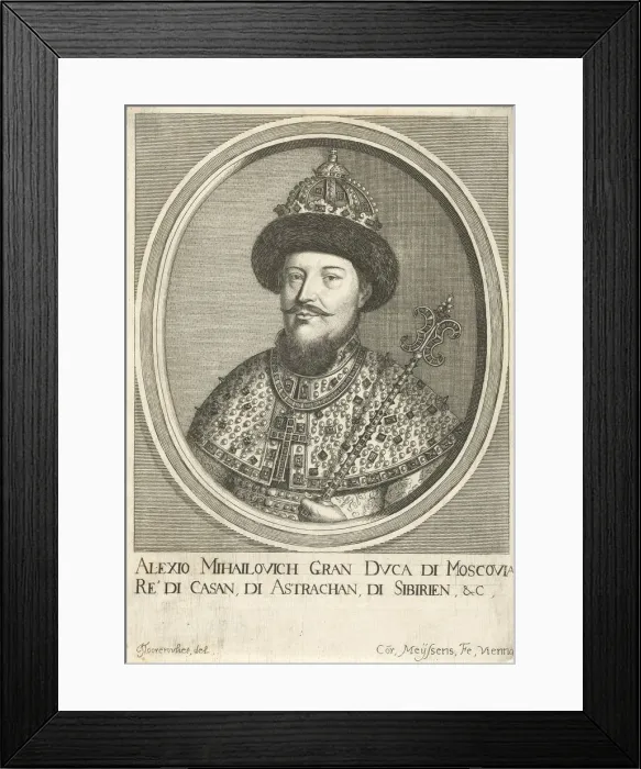 Framed Print : Portrait of the Tsar Alexis I Mikhailovich of Russia (1629-1676), 1670. Artist: Meyssens, Cornelis (c. 1640-after 1673) Framed Print : Portrait of the Tsar Alexis I Mikhailovich of Russia (1629-1676), 1670. Artist: Meyssens, Cornelis (c. 1640-after 1673)