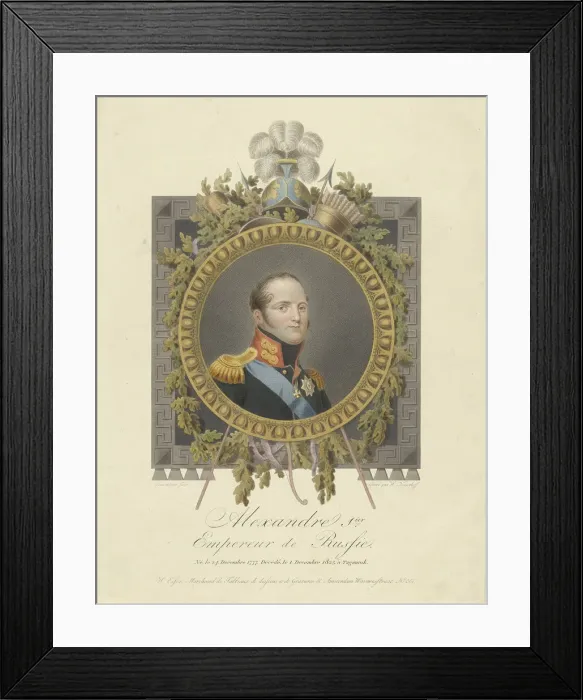 Framed Print : Portrait of Emperor Alexander I (1777-1825), 1825. Artist: Nieuwhoff, Walraad (1790-1837) Framed Print : Portrait of Emperor Alexander I (1777-1825), 1825. Artist: Nieuwhoff, Walraad (1790-1837)