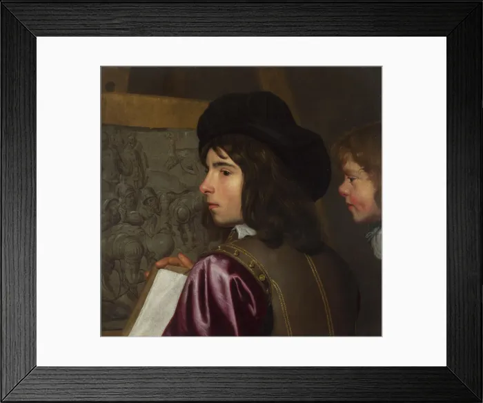 Framed Print : Two Boys before an Easel, c. 1645. Artist: Oost, Jacob van, the Elder (1601-1671) Framed Print : Two Boys before an Easel, c. 1645. Artist: Oost, Jacob van, the Elder (1601-1671)
