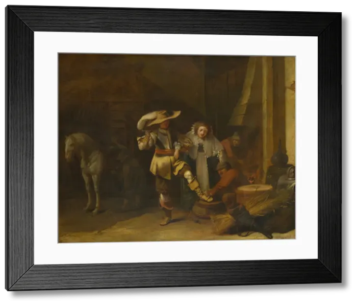Framed Print : A Man and a Woman in a Stableyard, 1630s. Artist: Quast, Pieter (1605-1647) Framed Print : A Man and a Woman in a Stableyard, 1630s. Artist: Quast, Pieter (1605-1647)