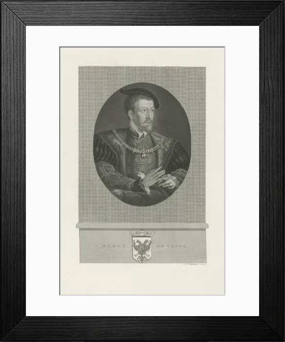 Framed Print : Portrait of Charles V of Spain (1500-1558), 1848-1849. Artist: Reckleben, Jan Frederik Christiaan (1819-1879) Framed Print : Portrait of Charles V of Spain (1500-1558), 1848-1849. Artist: Reckleben, Jan Frederik Christiaan (1819-1879)