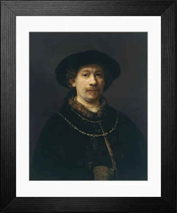 Framed Print : Self Portrait with Beret and Two Gold Chains, ca 1642. Artist: Rembrandt van Rhijn (1606-1669) Framed Print : Self Portrait with Beret and Two Gold Chains, ca 1642. Artist: Rembrandt van Rhijn (1606-1669)