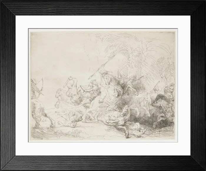 Framed Print : The Large Lion Hunt, 1641. Artist: Rembrandt van Rhijn (1606-1669) Framed Print : The Large Lion Hunt, 1641. Artist: Rembrandt van Rhijn (1606-1669)