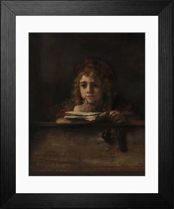 Framed Print : Titus at his desk, 1655. Artist: Rembrandt van Rhijn (1606-1669) Framed Print : Titus at his desk, 1655. Artist: Rembrandt van Rhijn (1606-1669)