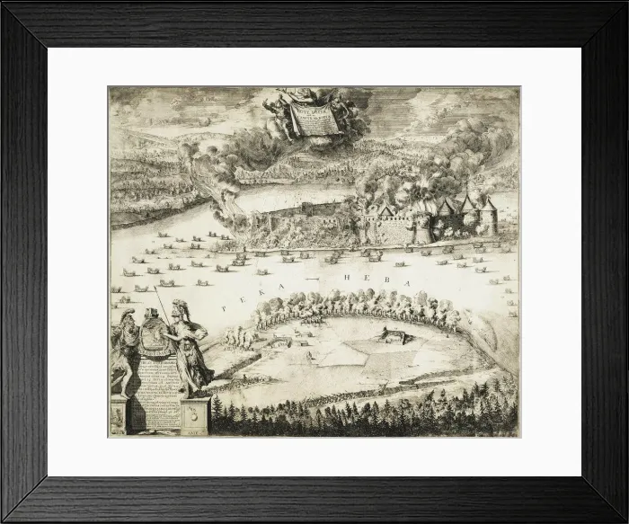 Framed Print : Taking of the Swedish Noteburg Fortress by Russian Troops on October 11, 1702, 1703. Artist: Schoonebeek (Schoonebeck), Adriaan (1661-1705) Framed Print : Taking of the Swedish Noteburg Fortress by Russian Troops on October 11, 1702, 1703. Artist: Schoonebeek (Schoonebeck), Adriaan (1661-1705)