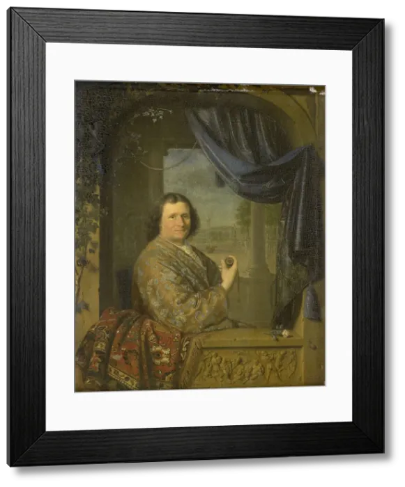 Framed Print : Portrait of a Man holding a Watch, 1688. Artist: Slingelandt, Pieter Cornelisz, van (1640-1691) Framed Print : Portrait of a Man holding a Watch, 1688. Artist: Slingelandt, Pieter Cornelisz, van (1640-1691)
