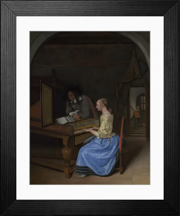 Framed Print : A Young Woman playing a Harpsichord, c. 1660. Artist: Steen, Jan Havicksz (1626-1679) Framed Print : A Young Woman playing a Harpsichord, c. 1660. Artist: Steen, Jan Havicksz (1626-1679)