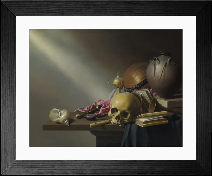 Framed Print : An Allegory of the Vanities of Human Life, c. 1640. Artist: Steenwijck, Harmen (1612-1656) Framed Print : An Allegory of the Vanities of Human Life, c. 1640. Artist: Steenwijck, Harmen (1612-1656)