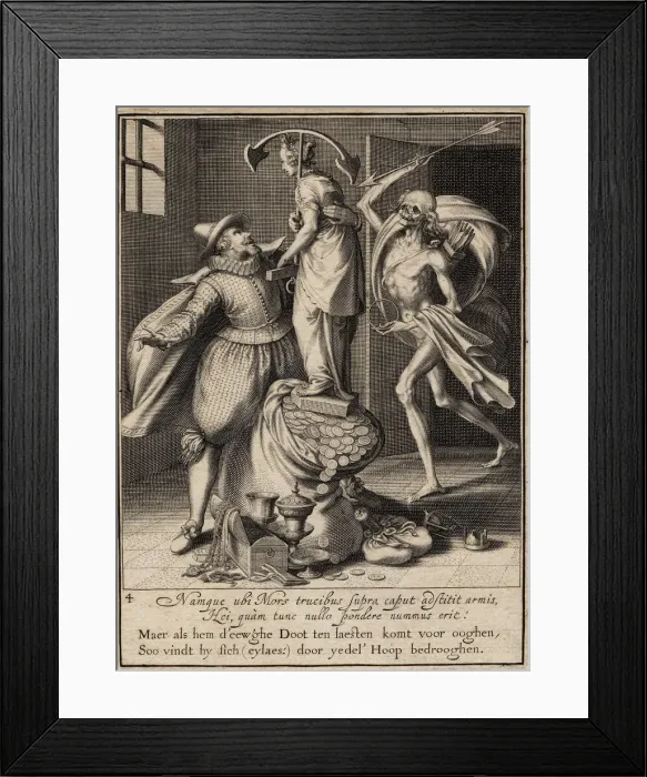 Framed Print : Death with an Arrow About to Strike the Man Down, 1609. Artist: Swanenburgh, Willem van (1582-1616) Framed Print : Death with an Arrow About to Strike the Man Down, 1609. Artist: Swanenburgh, Willem van (1582-1616)
