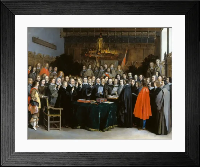 Framed Print : The Ratification of the Treaty of Munster, 1648. Artist: Ter Borch, Gerard, the Younger (1617-1681) Framed Print : The Ratification of the Treaty of Munster, 1648. Artist: Ter Borch, Gerard, the Younger (1617-1681)