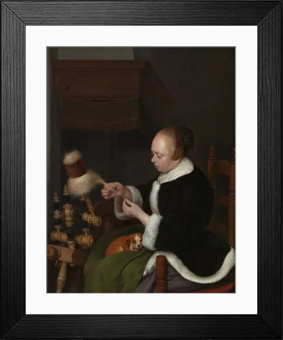 Framed Print : The spinner, 1652. Artist: Ter Borch, Gerard, the Younger (1617-1681) Framed Print : The spinner, 1652. Artist: Ter Borch, Gerard, the Younger (1617-1681)