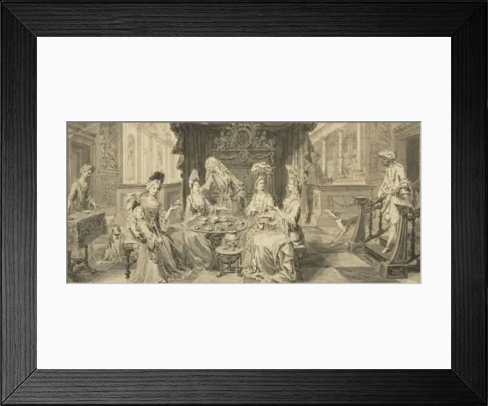 Framed Print : Elegant Society at Round Table, um 1700. Artist: Tidemann, Philip (1657-1705) Framed Print : Elegant Society at Round Table, um 1700. Artist: Tidemann, Philip (1657-1705)