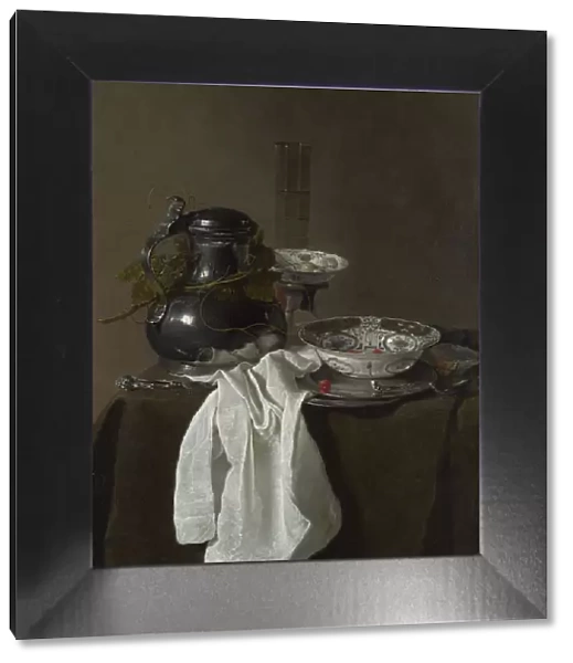 Still Life with a Pewter Flagon and Two Ming Bowls, 1651. Artist: Treck, Jan Jansz. (1605-1652)