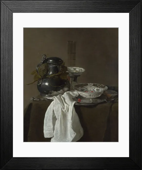 Framed Print : Still Life with a Pewter Flagon and Two Ming Bowls, 1651. Artist: Treck, Jan Jansz. (1605-1652) Framed Print : Still Life with a Pewter Flagon and Two Ming Bowls, 1651. Artist: Treck, Jan Jansz. (1605-1652)