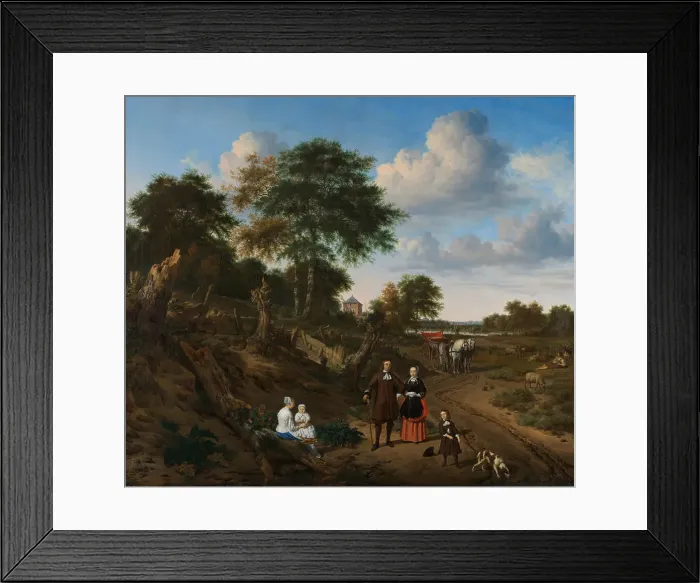 Framed Print : Portrait of a Couple with two Children and a Nursemaid in a Landscape, 1667. Artist: Velde, Adriaen, van de (1636-1672) Framed Print : Portrait of a Couple with two Children and a Nursemaid in a Landscape, 1667. Artist: Velde, Adriaen, van de (1636-1672)