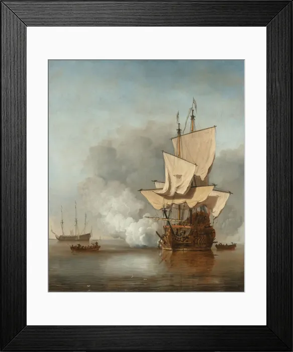 Framed Print : The Cannon Shot, c. 1680. Artist: Velde, Willem van de, the Younger (1633-1707) Framed Print : The Cannon Shot, c. 1680. Artist: Velde, Willem van de, the Younger (1633-1707)