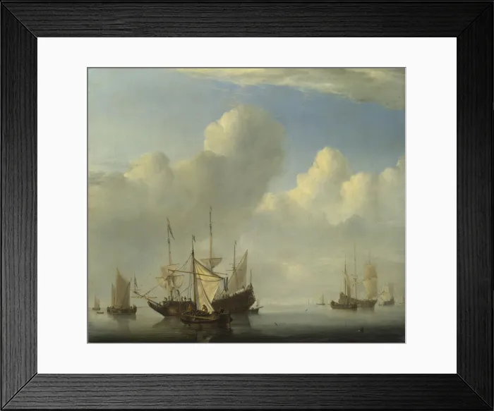 Framed Print : A Dutch Ship coming to Anchor, 1657. Artist: Velde, Willem van de, the Younger (1633-1707) Framed Print : A Dutch Ship coming to Anchor, 1657. Artist: Velde, Willem van de, the Younger (1633-1707)