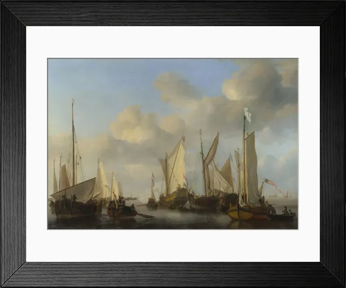 Framed Print : A Dutch Yacht saluting, 1661. Artist: Velde, Willem van de, the Younger (1633-1707) Framed Print : A Dutch Yacht saluting, 1661. Artist: Velde, Willem van de, the Younger (1633-1707)