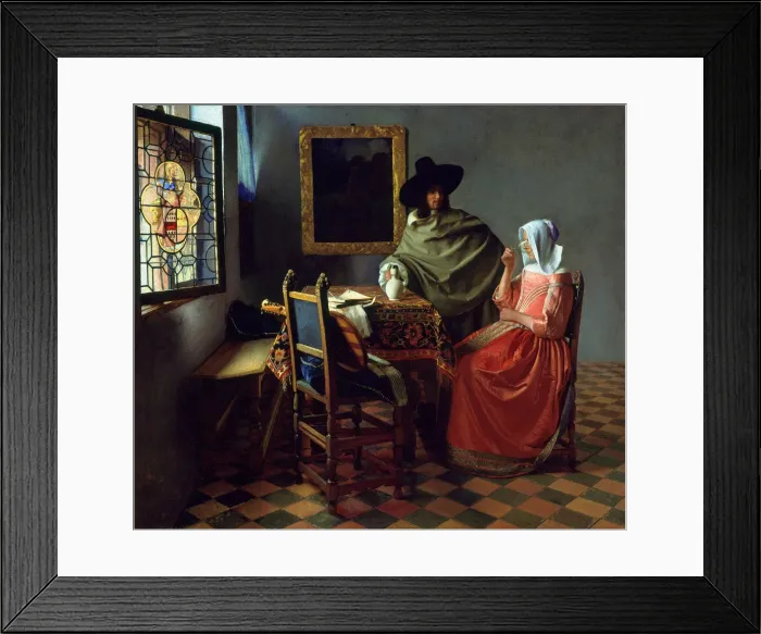 Framed Print : The Glass of Wine, ca 1661. Artist: Vermeer, Jan (Johannes) (1632-1675)