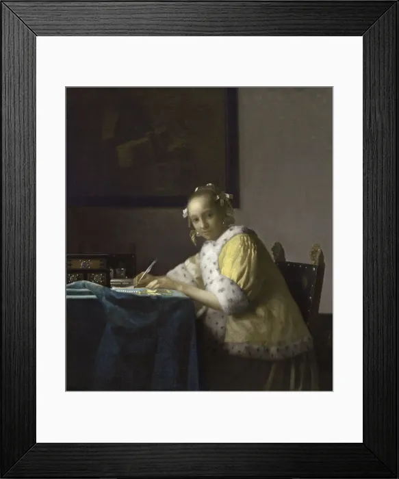 Framed Print : A Lady Writing a Letter, 1665-1670. Artist: Vermeer, Jan (Johannes) (1632-1675) Framed Print : A Lady Writing a Letter, 1665-1670. Artist: Vermeer, Jan (Johannes) (1632-1675)