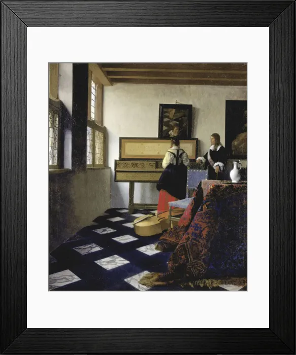 Framed Print : A Lady at the Virginal with a Gentleman (The Music Lesson), ca 1662. Artist: Vermeer, Jan (Johannes) (1632-1675)