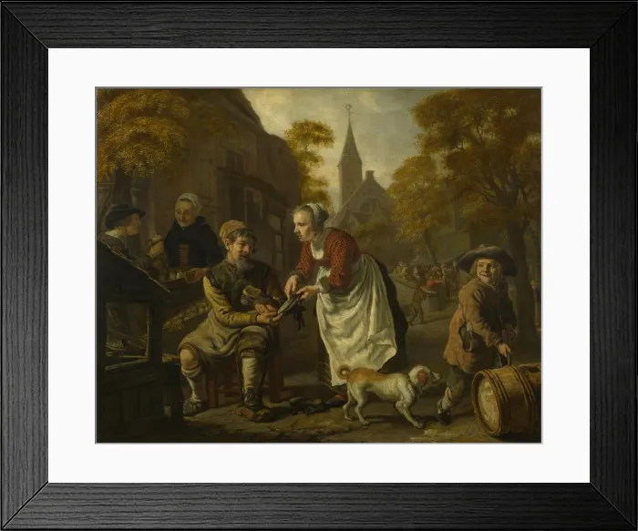 Framed Print : A Village Scene with a Cobbler, c. 1650. Artist: Victors, Jan (1619-after 1676) Framed Print : A Village Scene with a Cobbler, c. 1650. Artist: Victors, Jan (1619-after 1676)