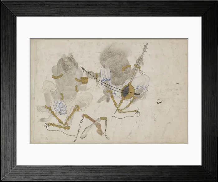 Framed Print : Two demons, fettered, 15th century. Artist: Iranian master Framed Print : Two demons, fettered, 15th century. Artist: Iranian master
