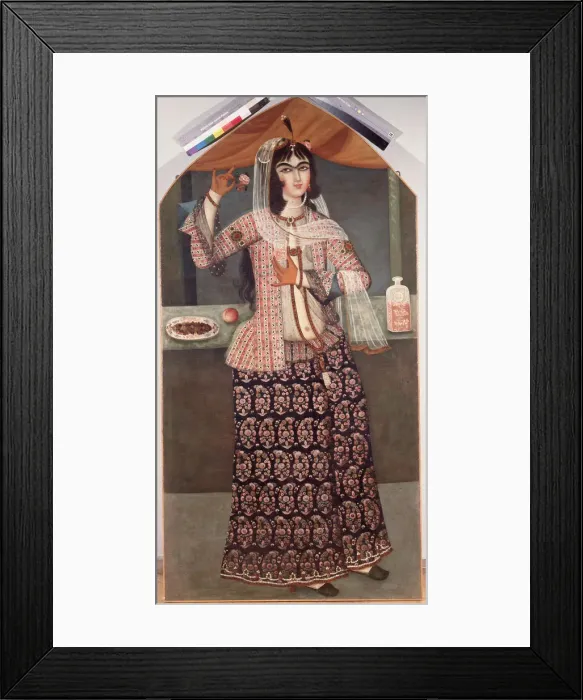 Framed Print : Woman Holding a Rose, Early 19th cen Artist: Iranian master Framed Print : Woman Holding a Rose, Early 19th cen Artist: Iranian master
