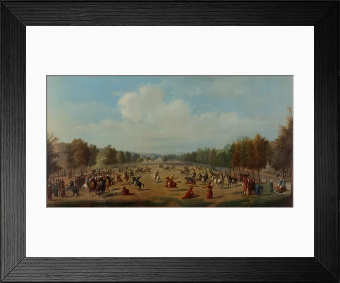 Framed Print : Game of Jereed in Kagithane, c. 1890. Artist: Acquarone, Luigi (1800-1896) Framed Print : Game of Jereed in Kagithane, c. 1890. Artist: Acquarone, Luigi (1800-1896)