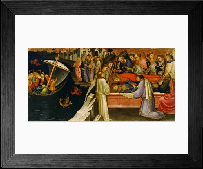 Framed Print : Predella Panel Representing Scenes from the Legend of Saint Stephen, 1408. Artist: Mariotto di Nardo (active 1394-1424) Framed Print : Predella Panel Representing Scenes from the Legend of Saint Stephen, 1408. Artist: Mariotto di Nardo (active 1394-1424)