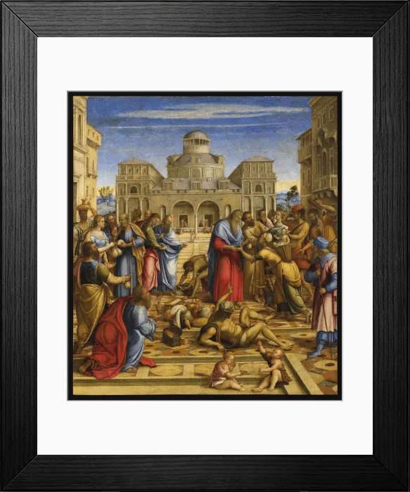 Framed Print : John the Merciful in Alexandria. Artist: Santacroce, Francesco di Bernardo de Vecchi (1505-1545)
