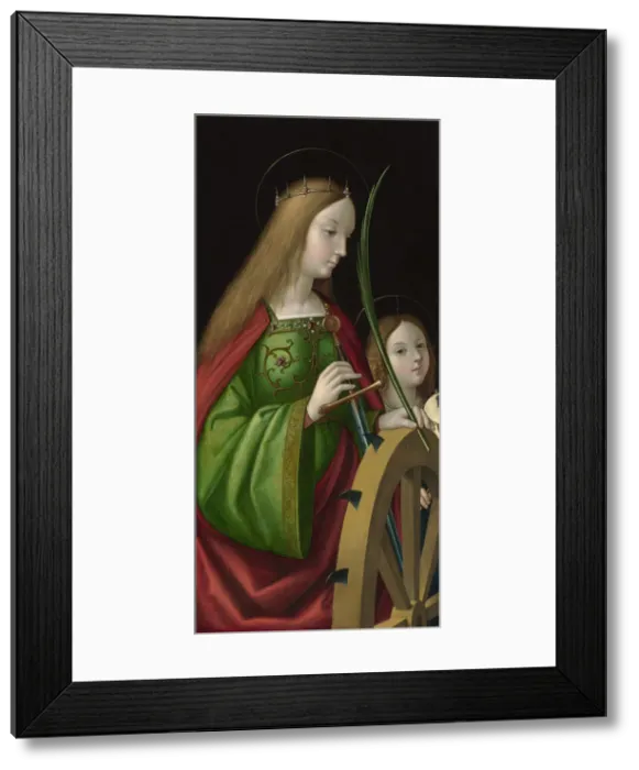 Framed Print : Saint Catherine of Alexandria, 1514. Artist: Antonio de Solario (active 1502-1518) Framed Print : Saint Catherine of Alexandria, 1514. Artist: Antonio de Solario (active 1502-1518)