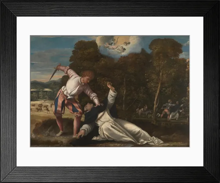 Framed Print : The Death of Saint Peter Martyr, 1540s. Artist: Bernardino da Asola (1490-1535) Framed Print : The Death of Saint Peter Martyr, 1540s. Artist: Bernardino da Asola (1490-1535)