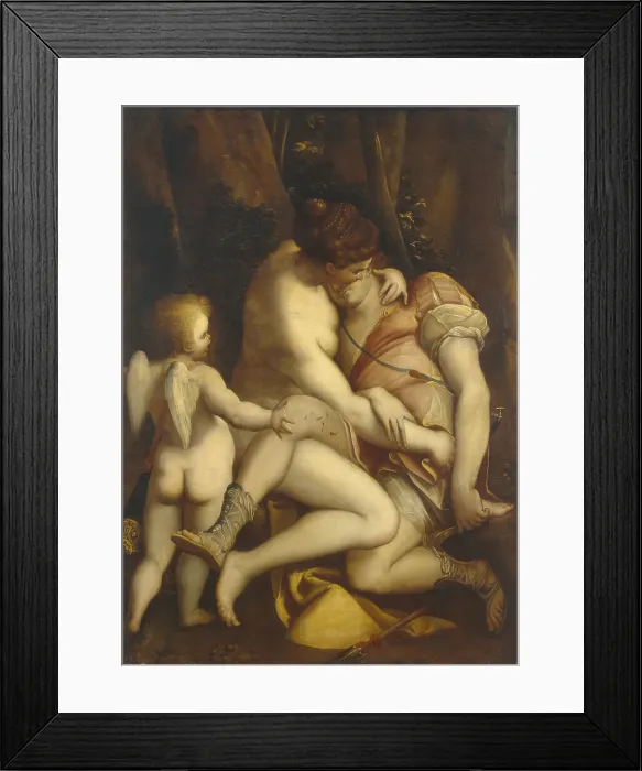 Framed Print : Venus and Adonis, 1565-1569. Artist: Cambiaso, Luca (1527-1585) Framed Print : Venus and Adonis, 1565-1569. Artist: Cambiaso, Luca (1527-1585)