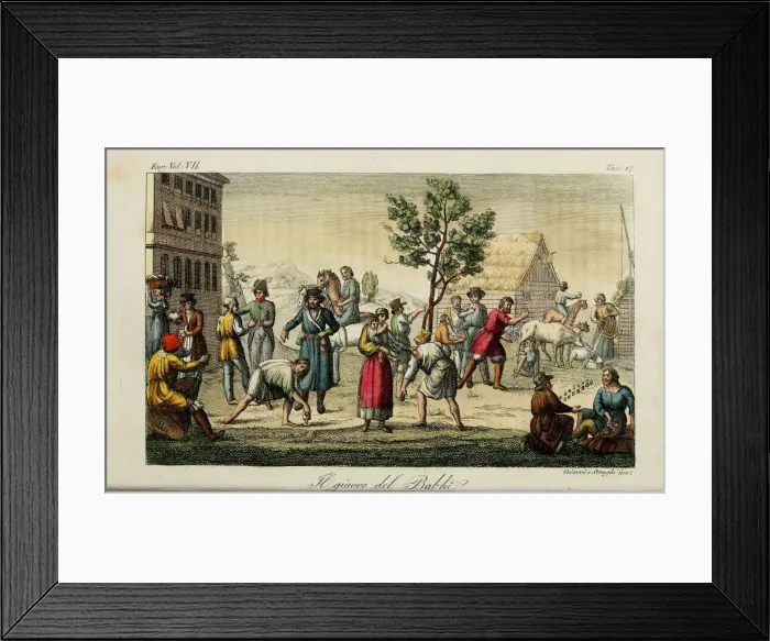 Framed Print : Knucklebones. Illustration from Il costume antico e moderno o storia del governo? by Giulio Ferrario, 1831. Artist: Giarre, Luigi (1772-1844)